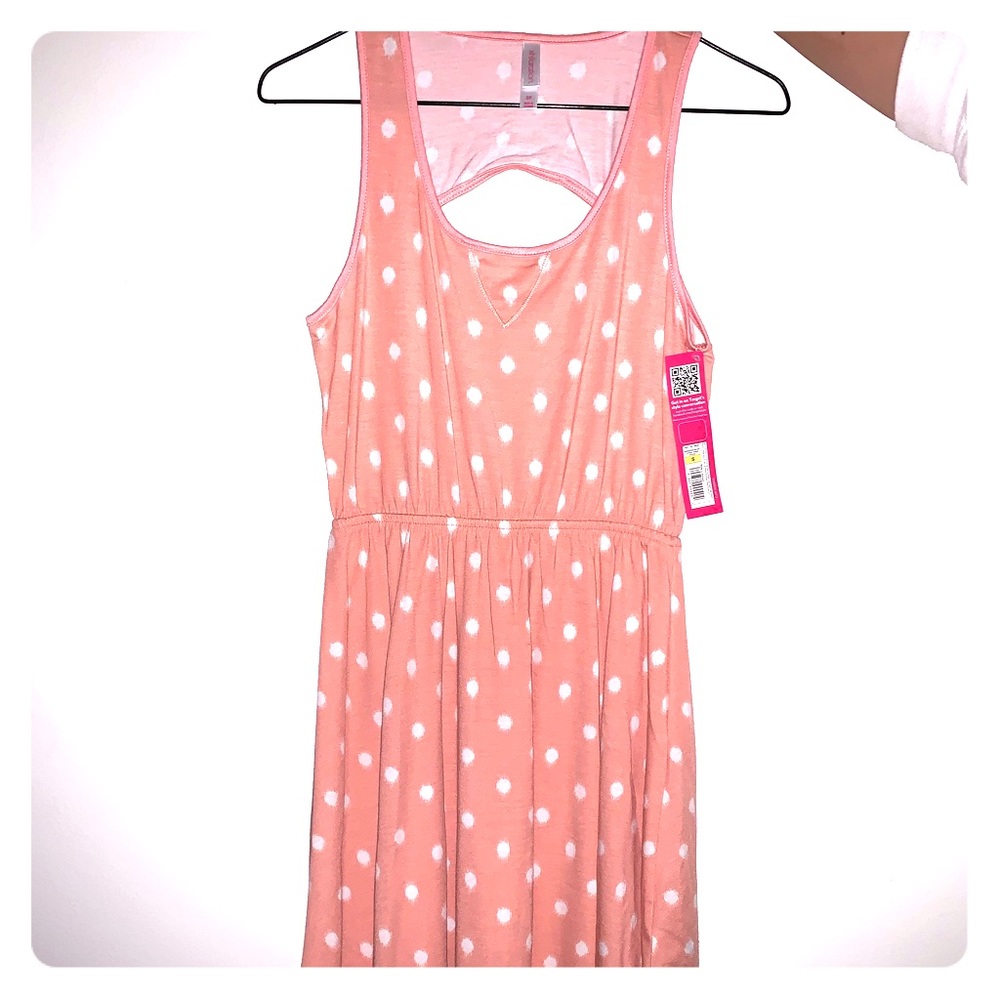 peach polka dot dress